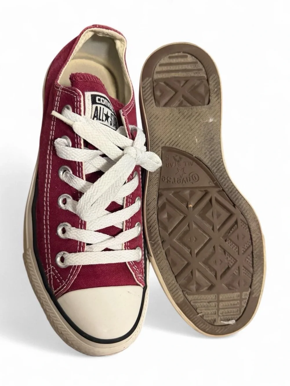 Converse Low Top Sneakers in Burgundy Canvas with White Accents